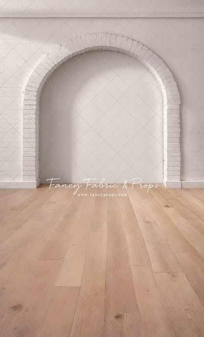 White Brick Alcove - Wood Floor - With Sweep Option