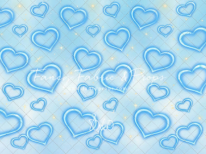 Blue Puffy Hearts - With Sweep Option