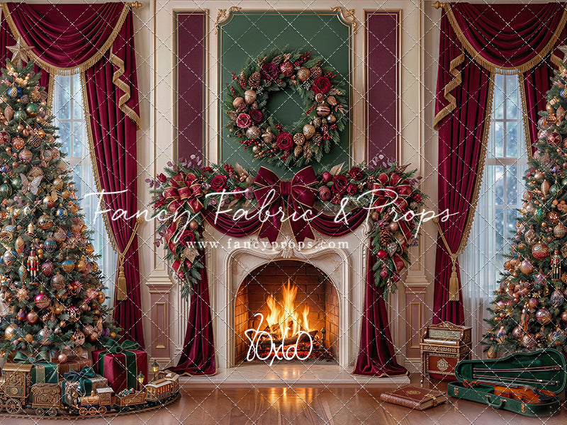 Burgundy Christmas Manor - with Sweep Option