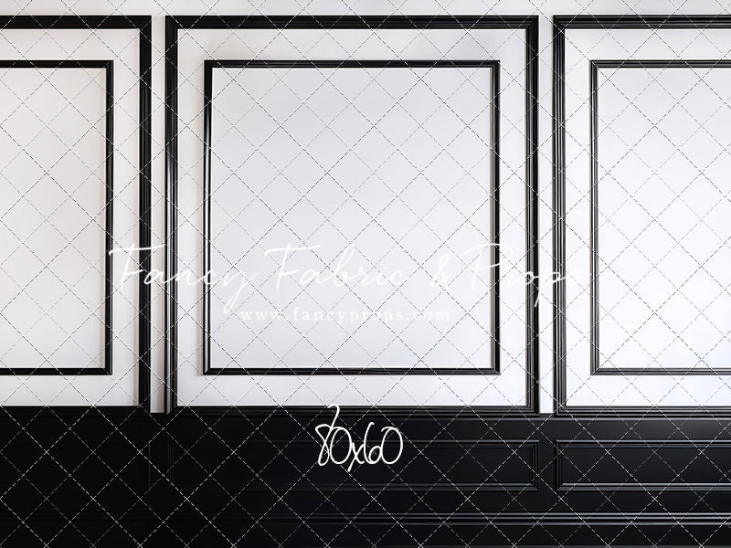 Classy Black & White Wainscoting - Black Floor - With Sweep Option