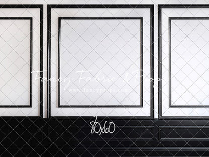 Classy Black & White Wainscoting - Black Floor - With Sweep Option