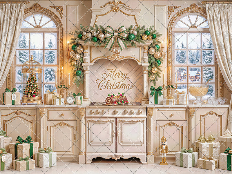 Gilded Christmas Kitchen - With Sweep Option