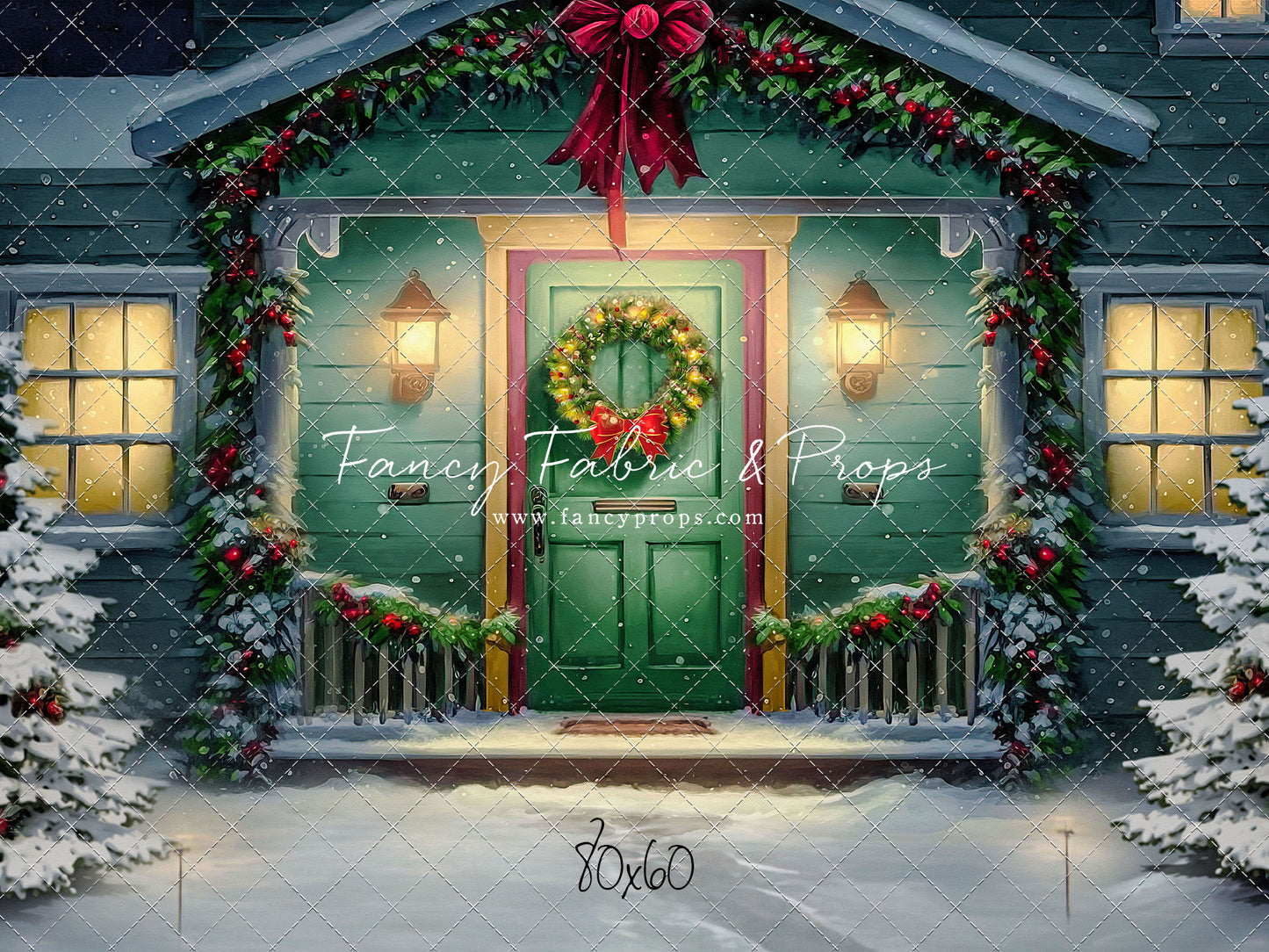 Magical Holiday Porch - Green Door - with Sweep Option