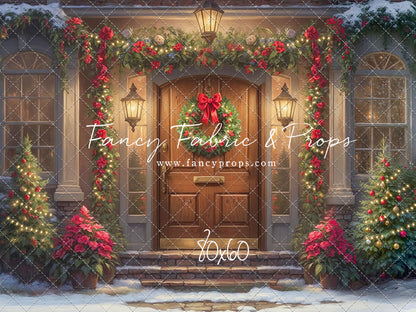 Merry Holiday Entry - Brown Door - With Sweep Option