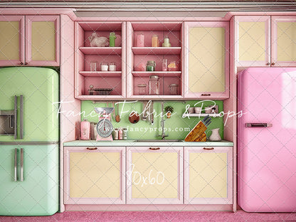 Midge's Kitchenette - Pink Floor Option - With Green Fridge Sweep Option