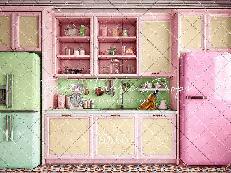 Midge's Kitchenette - Tile Floor Option - With Pink Fridge Sweep Option