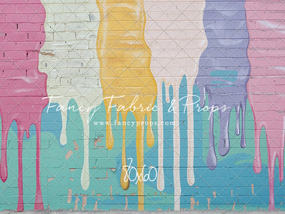 Pastel Paint Drip Wall - Concrete Floor Option - With Sweep Option