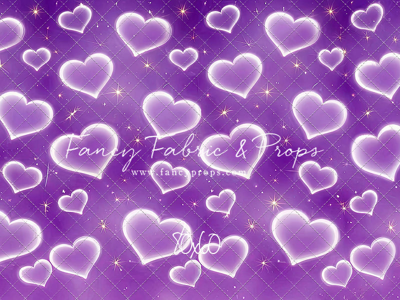 Purple Puffy Hearts - With Sweep Option