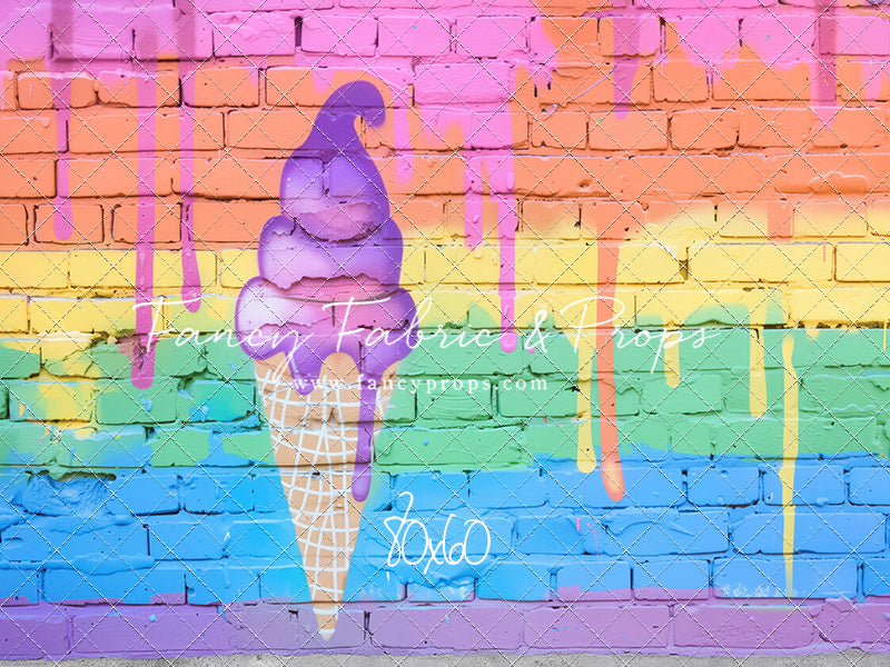 Rainbow Drip Ice Cream Wall - With Sweep Option