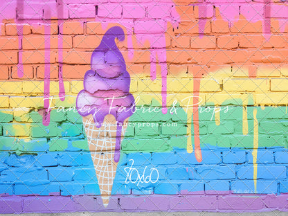 Rainbow Drip Ice Cream Wall - With Sweep Option