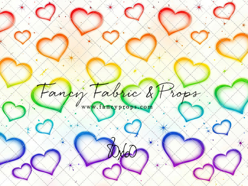 Rainbow Puffy Hearts - With Sweep Option