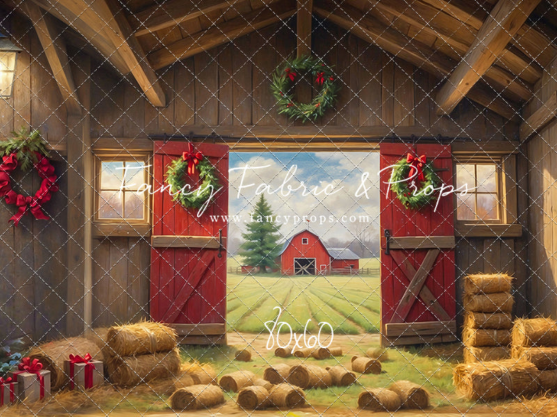 Red Barn Yuletide - Straw Floor - with Sweep Option