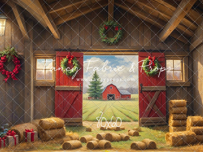 Red Barn Yuletide - Straw Floor - with Sweep Option