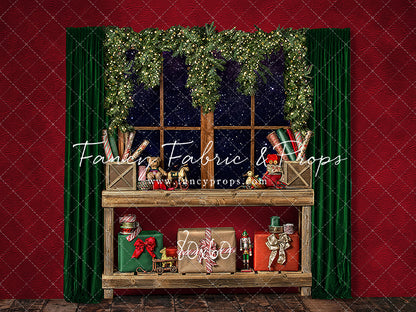 Red Wrapping Room Window