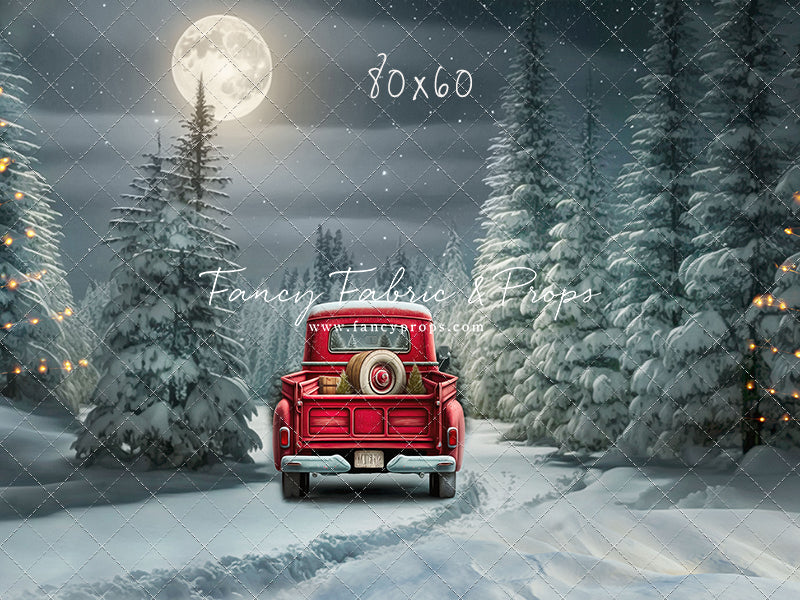 Snowy Moonlit Drive - With Lights - with Sweep Option