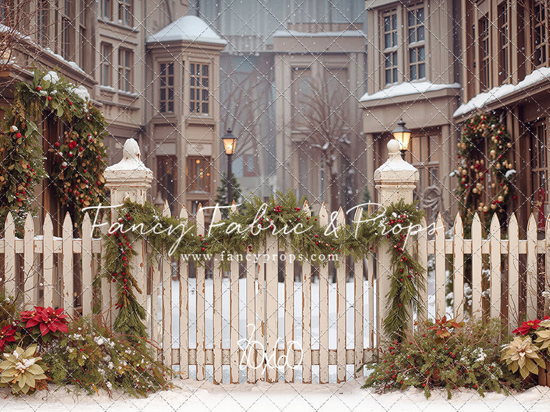 Snowy Village Gate - with Sweep Option