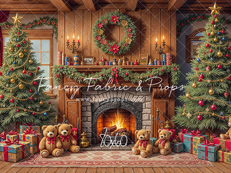 Teddy's Fireside Christmas - with Sweep Option