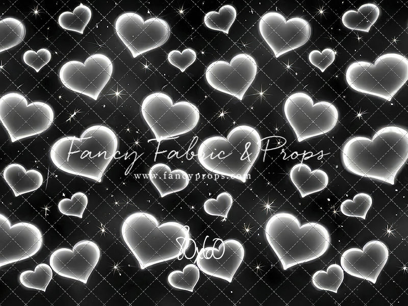 White Puffy Hearts - With Sweep Option