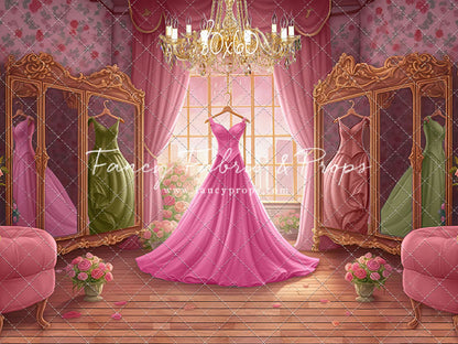 Dress Like A Princess - Pink Dress/Pink Curtains - With Sweep Option