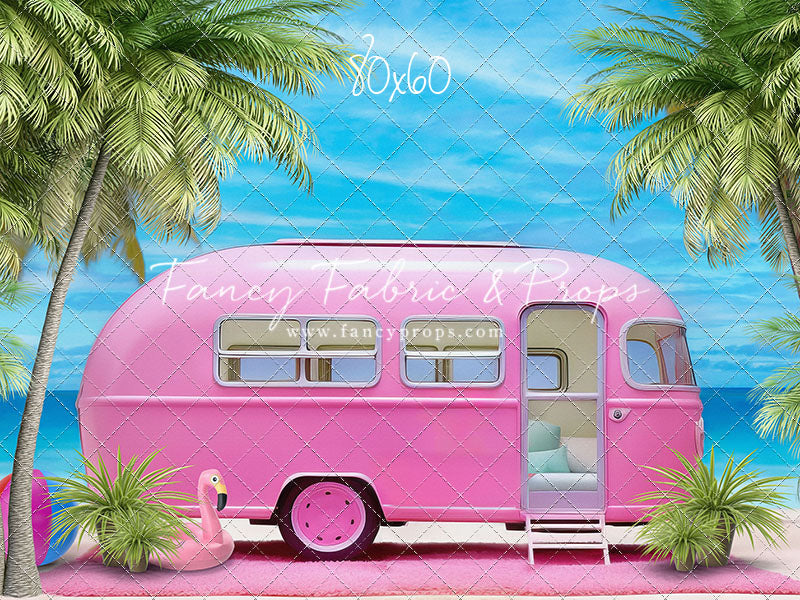 Road Trip Chic - Pink Camper - With Sweep Option