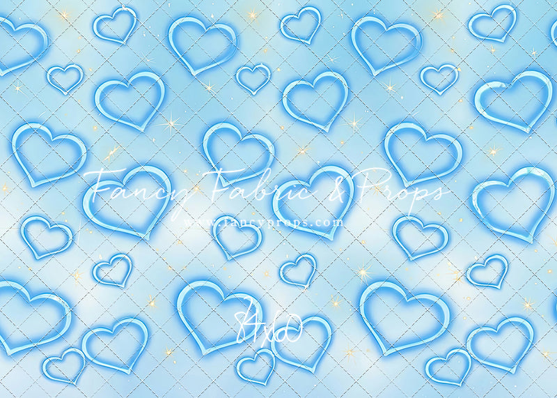 Blue Puffy Hearts - With Sweep Option