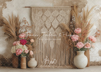 Boho Rose Tapestry - With Sweep Option