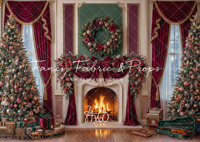 Burgundy Christmas Manor - with Sweep Option