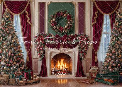 Burgundy Christmas Manor - with Sweep Option
