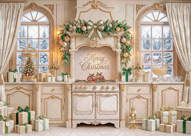Gilded Christmas Kitchen - With Sweep Option