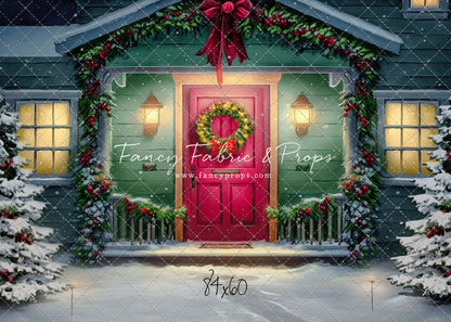 Magical Holiday Porch - Red Door - with Sweep Option