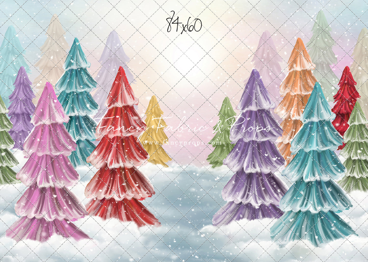 Magical Winter Rainbow Trees Pathway