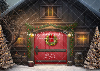 Merry Christmas Barn - Red Door - with Sweep Option