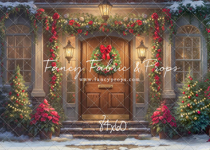 Merry Holiday Entry - Brown Door - With Sweep Option