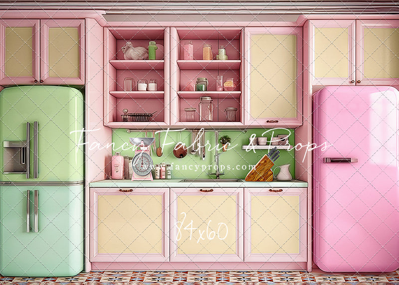 Midge's Kitchenette - Tile Floor Option - With Pink Fridge Sweep Option