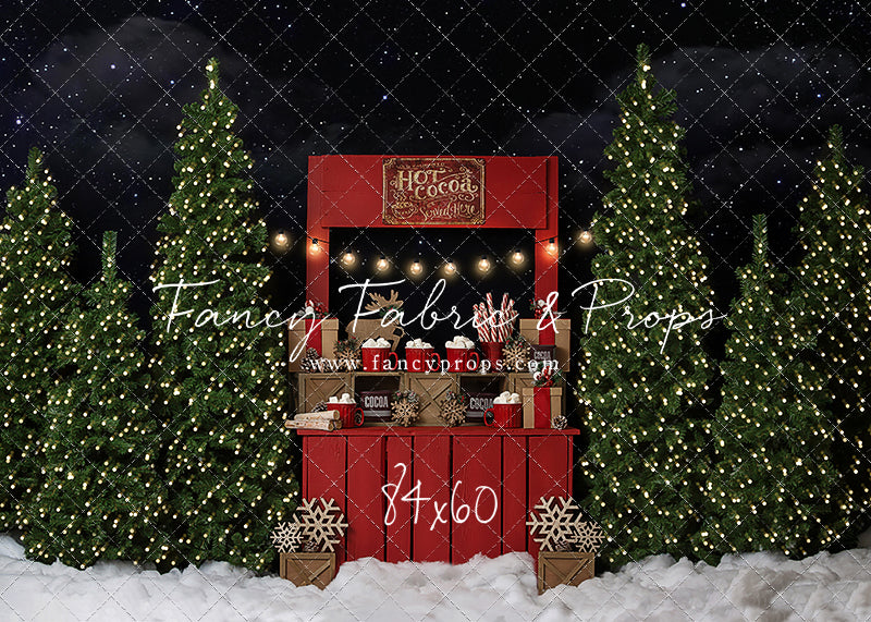 Nighttime Cocoa Stand With Lights 2pc Mini Room