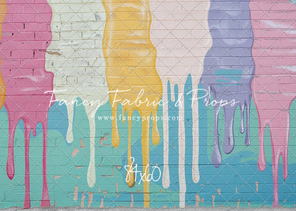 Pastel Paint Drip Wall - Concrete Floor Option - With Sweep Option