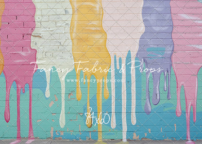 Pastel Paint Drip Wall - Painted Floor Option - With Sweep Option