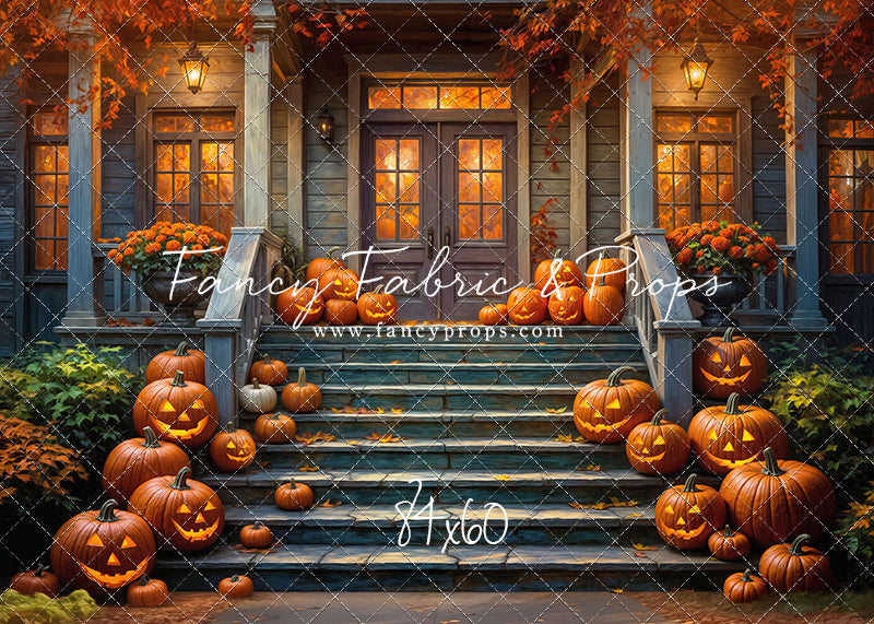 Pumpkin-Lit Porch  - With Sweep Option