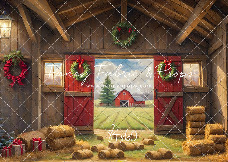 Red Barn Yuletide - Straw Floor - with Sweep Option
