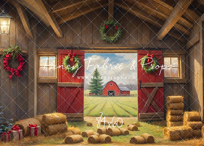 Red Barn Yuletide - Straw Floor - with Sweep Option