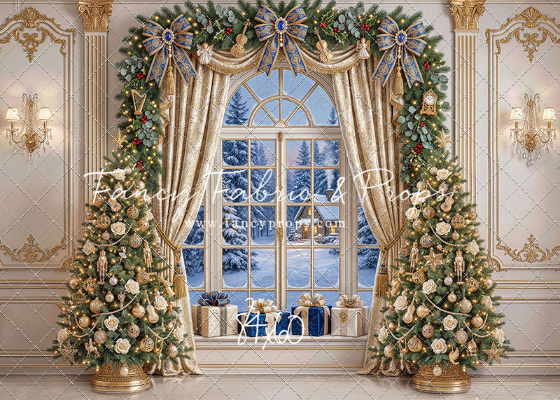 Sapphire & Gold Holiday Window - with Sweep Option