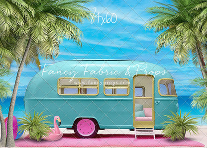 Road Trip Chic - Blue Camper - With Sweep Option