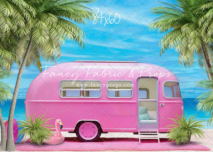 Road Trip Chic - Pink Camper - With Sweep Option