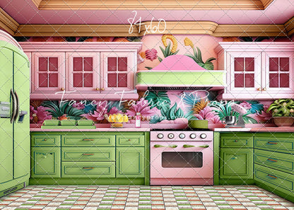 Tropical Kitchen - Lime & Pink - With Sweep Option