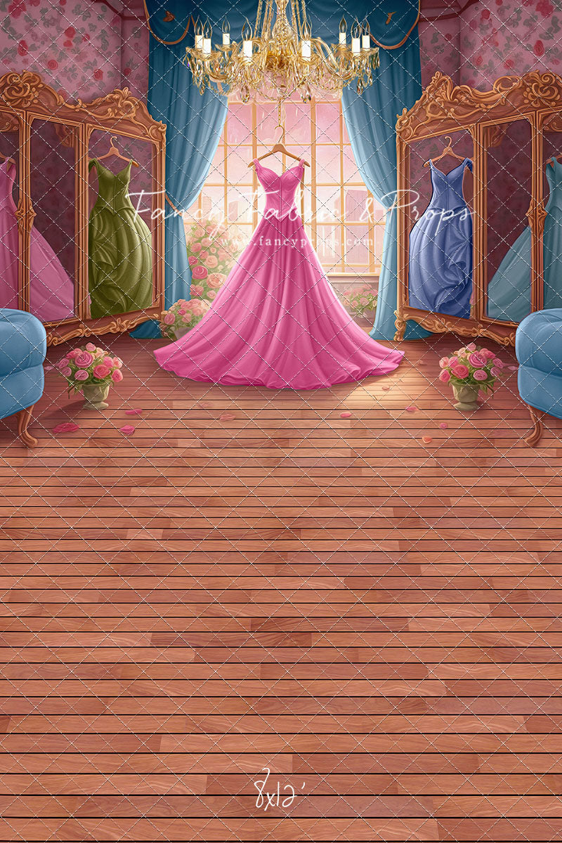 Dress Like A Princess - Pink Dress/Blue Curtains - With Sweep Option