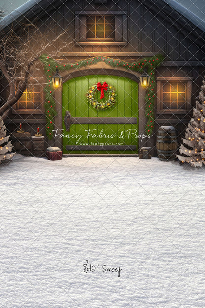 Merry Christmas Barn - Green Door - with Sweep Option