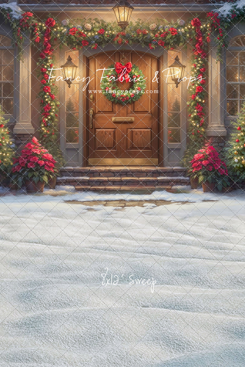 Merry Holiday Entry - Brown Door - With Sweep Option