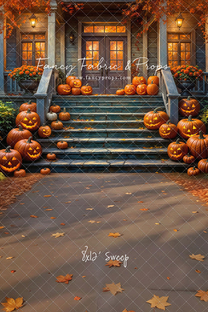 Pumpkin-Lit Porch  - With Sweep Option