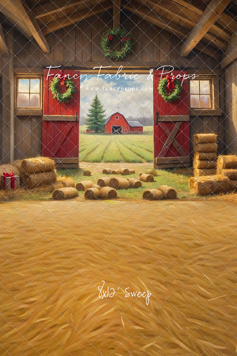 Red Barn Yuletide - Straw Floor - with Sweep Option