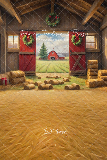 Red Barn Yuletide - Straw Floor - with Sweep Option